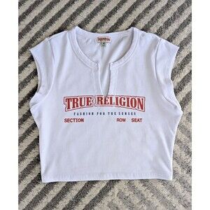 True Religion Logo V-Notch Women's Tee Large